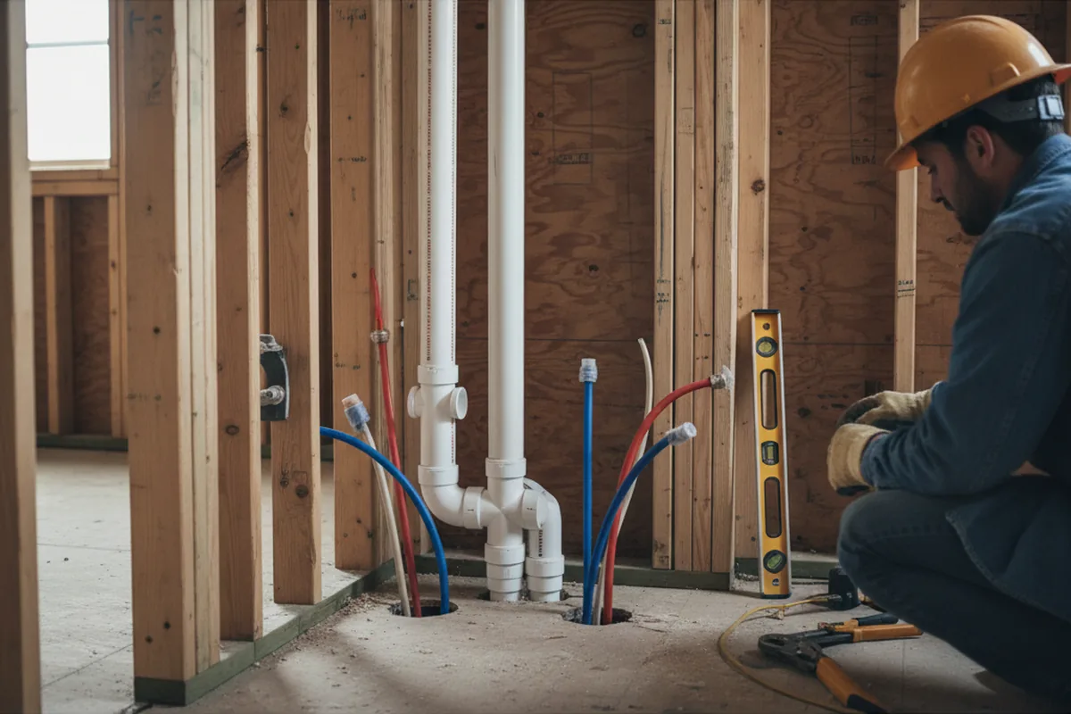 Drain and supply rough-in during Garbage Disposal Repair in Whitestone